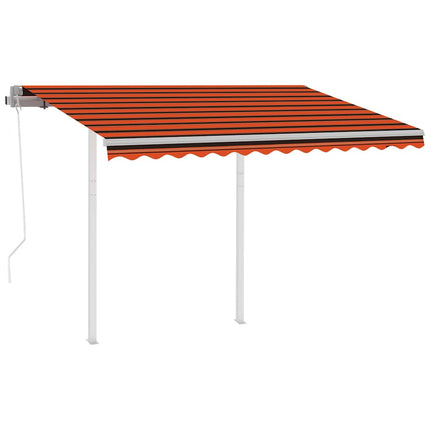 Markis med stolpar automatisk infällbar 3,5x2,5 m orange/brun
