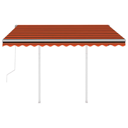 Markis med stolpar automatisk infällbar 3,5x2,5 m orange/brun