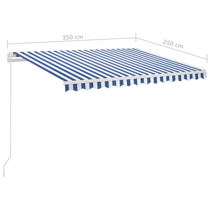 Automatisk markis med vindsensor & LED 3,5x2,5 m blå och vit
