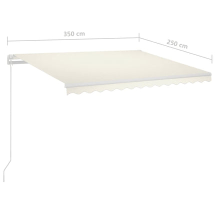 Automatisk markis med vindsensor & LED 3,5x2,5 m gräddvit