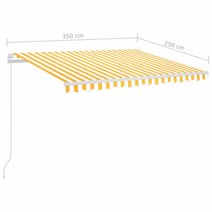 Automatisk markis med vindsensor & LED 3,5x2,5 m gul/vit