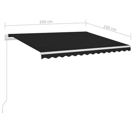 Automatisk markis med vindsensor & LED 3,5x2,5 m antracit