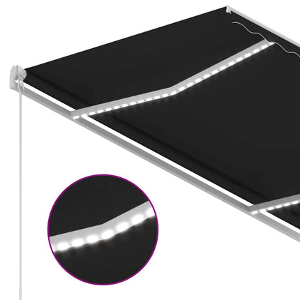 Automatisk markis med vindsensor & LED 3,5x2,5 m antracit