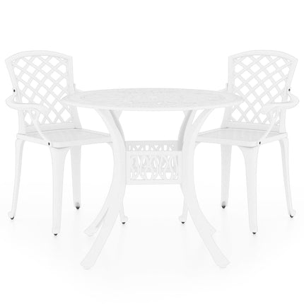 Caféset 3 delar gjuten aluminium vit