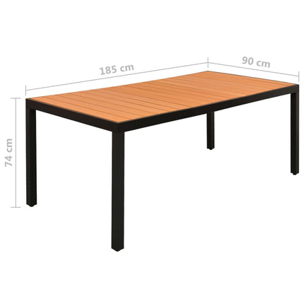 Matgrupp för trädgården 9 delar aluminium svart