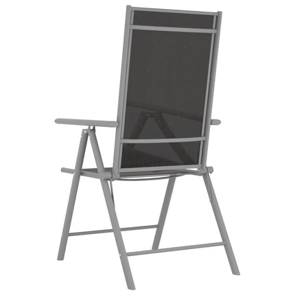 Matgrupp för trädgården 5 delar aluminium silver och svart