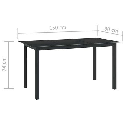 Matgrupp för trädgården 7 delar aluminium svart