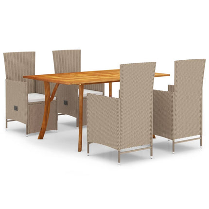 Matgrupp för trädgården 5 delar beige
