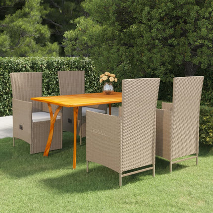 Matgrupp för trädgården 5 delar beige
