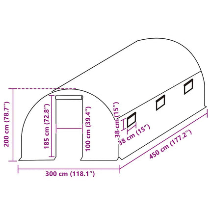 Växthusöverdrag (13,5 m²) 300x450x200 cm grön
