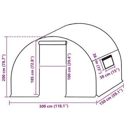 Växthusöverdrag (4,5 m²) 3x1,5x2 m genomskinlig