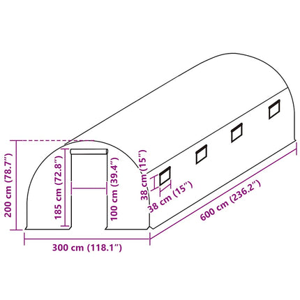Växthusöverdrag (18 m²) 3x6x2 m genomskinlig