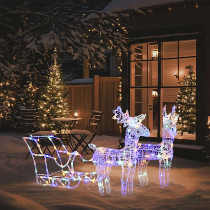Juldekoration renar & släde 160 LED 130 cm akryl