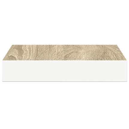 Svävande vägghylla ek och vit 23x23,5x3,8 cm MDF