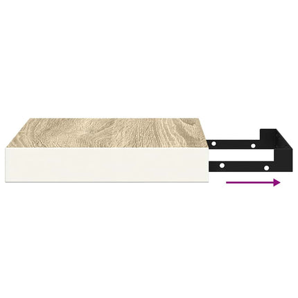 Svävande vägghylla ek och vit 23x23,5x3,8 cm MDF