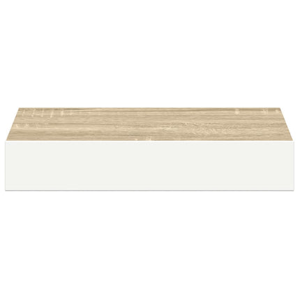 Svävande vägghyllor 2 st ek och vit 23x23,5x3,8 cm MDF