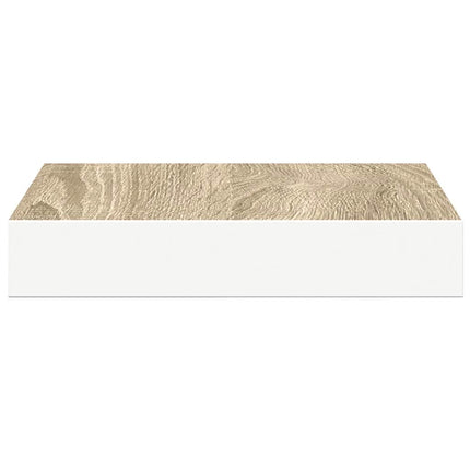Svävande vägghyllor 2 st ek och vit 23x23,5x3,8 cm MDF