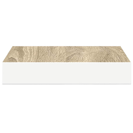 Svävande vägghyllor 4 st ek och vit 23x23,5x3,8 cm MDF