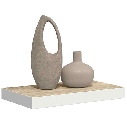 Svävande vägghylla ek och vit 40x23,5x3,8 cm MDF