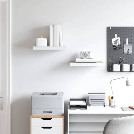 Svävande vägghyllor 2 st ek och vit 40x23,5x3,8 cm MDF