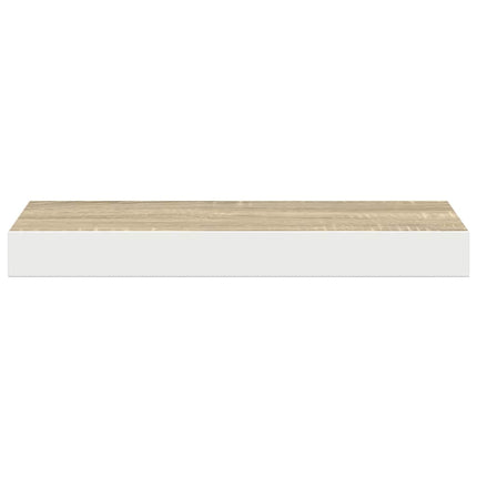 Svävande vägghyllor 2 st ek och vit 40x23,5x3,8 cm MDF
