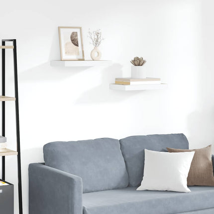 Svävande vägghyllor 2 st ek och vit 40x23,5x3,8 cm MDF