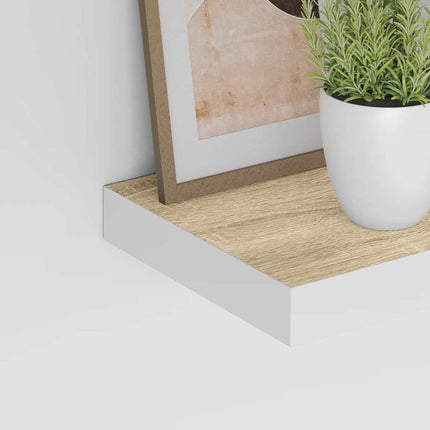 Svävande vägghyllor 4 st ek och vit 40x23x3,8 cm MDF