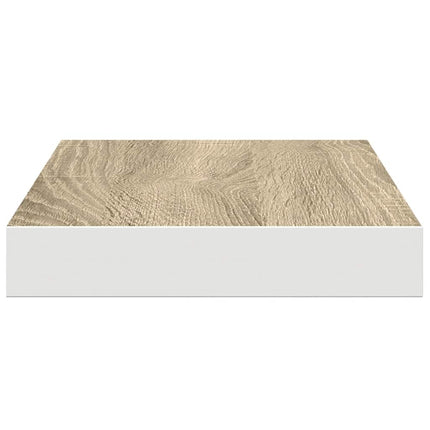 Svävande vägghyllor 4 st ek och vit 40x23x3,8 cm MDF