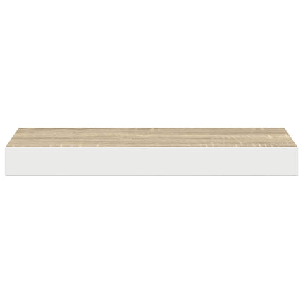 Svävande vägghylla ek och vit 50x23,5x3,8 cm MDF