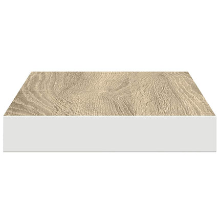 Svävande vägghylla ek och vit 50x23,5x3,8 cm MDF