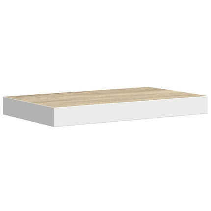 Svävande vägghyllor 2 st ek och vit 50x23x3,8 cm MDF