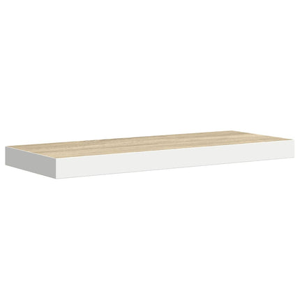 Svävande vägghylla ek och vit 60x23,5x3,8 cm MDF