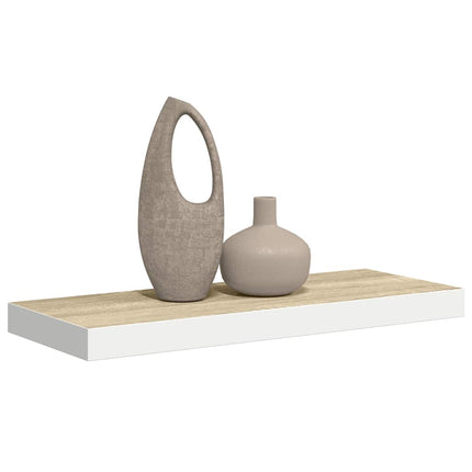 Svävande vägghylla ek och vit 60x23,5x3,8 cm MDF