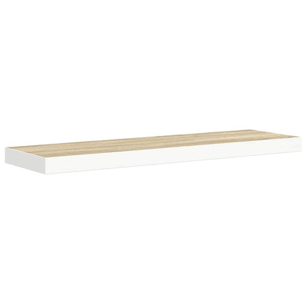 Svävande vägghylla ek och vit 80x23,5x3,8 cm MDF