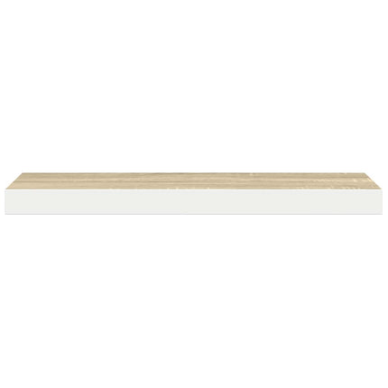 Svävande vägghyllor 4 st ek och vit 90x23,5x3,8 cm MDF