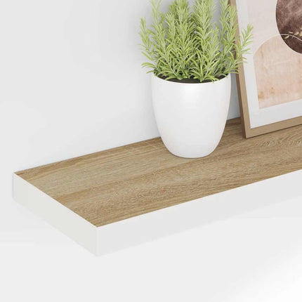 Svävande vägghylla ek och vit 120x23,5x3,8 cm MDF