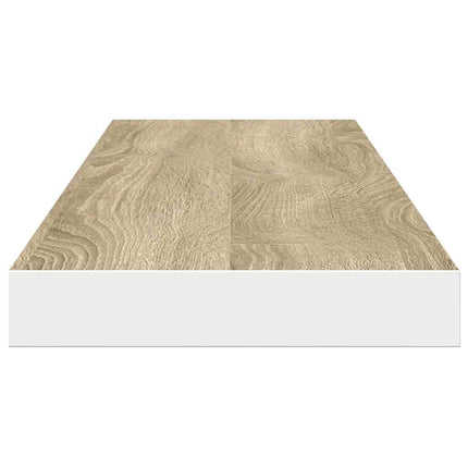 Svävande vägghylla ek och vit 120x23,5x3,8 cm MDF