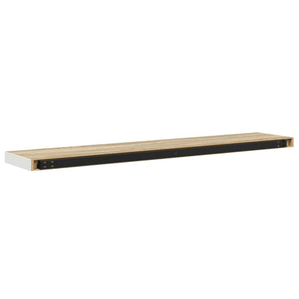 Svävande vägghylla ek och vit 120x23,5x3,8 cm MDF