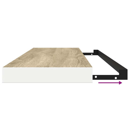 Svävande vägghylla ek och vit 120x23,5x3,8 cm MDF