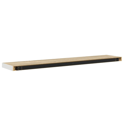 Svävande vägghyllor 2 st ek och vit 120x23,5x3,8 cm MDF