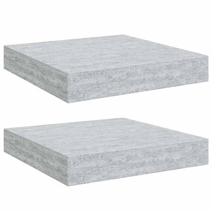 Svävande vägghyllor 2 st betonggrå 23x23,5x3,8 cm MDF