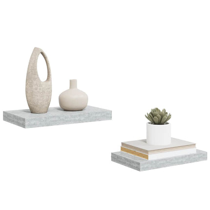 Svävande vägghyllor 2 st betonggrå 40x23x3,8 cm MDF