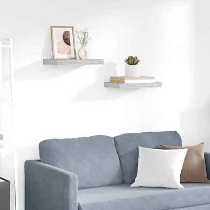 Svävande vägghyllor 2 st betonggrå 40x23x3,8 cm MDF