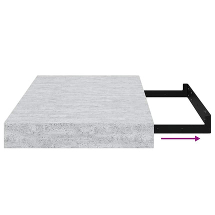 Svävande vägghyllor 4 st betonggrå 40x23x3,8 cm MDF