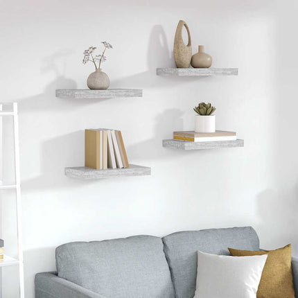 Svävande vägghyllor 4 st betonggrå 40x23x3,8 cm MDF