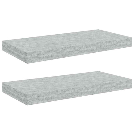 Svävande vägghyllor 2 st betonggrå 50x23,5x3,8 cm MDF