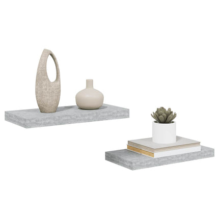 Svävande vägghyllor 2 st betonggrå 50x23,5x3,8 cm MDF