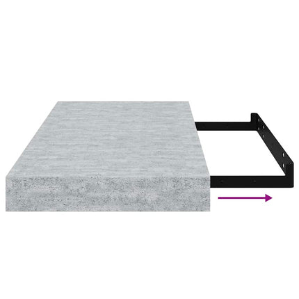 Svävande vägghyllor 2 st betonggrå 50x23,5x3,8 cm MDF