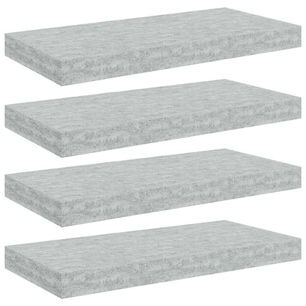 Svävande vägghyllor 4 st betonggrå 50x23x3,8 cm MDF