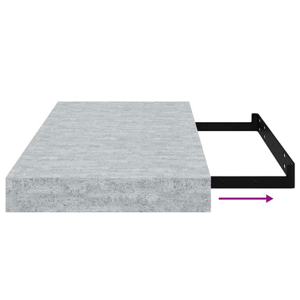 Svävande vägghyllor 4 st betonggrå 50x23x3,8 cm MDF